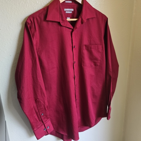 Van Heusen Lux Sateen Fitted Mens Long Sleeve Dress Shirt 15 1/2, 32/33 - Picture 3 of 6